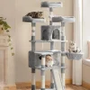 FEANDREA Kratzbaum, XXL Katzenbaum, 172 Cm, Hellgrau PCT019W01