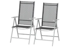 Siena Garden Saturn Klappsessel 2er Set, Gestell Aluminium In Silber, Fläche Textilbezug In Schwarz