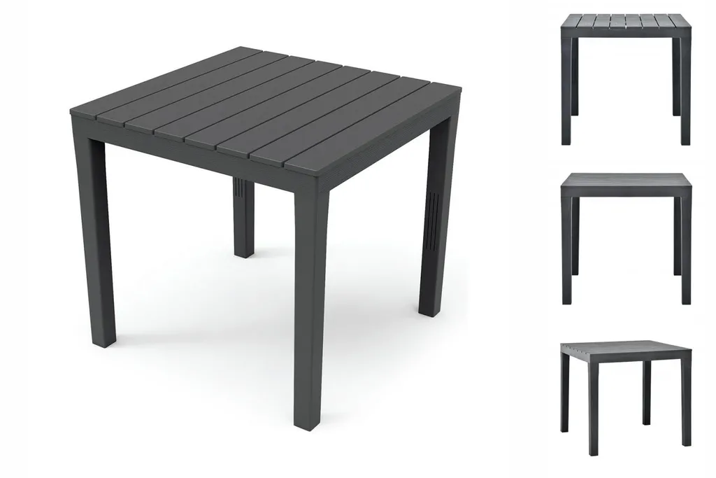 IPAE Progarden Gartentisch Kunststoff Bali Holzoptik 78x78cm - Anthrazit 5 IPAE Progarden Gartentisch Kunststoff Bali Holzoptik 78x78cm - Anthrazit – Bild 5