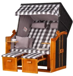 Bene-living Strandkorb - Bene Living - Ostsee - Karo/grau - PE Schwarz