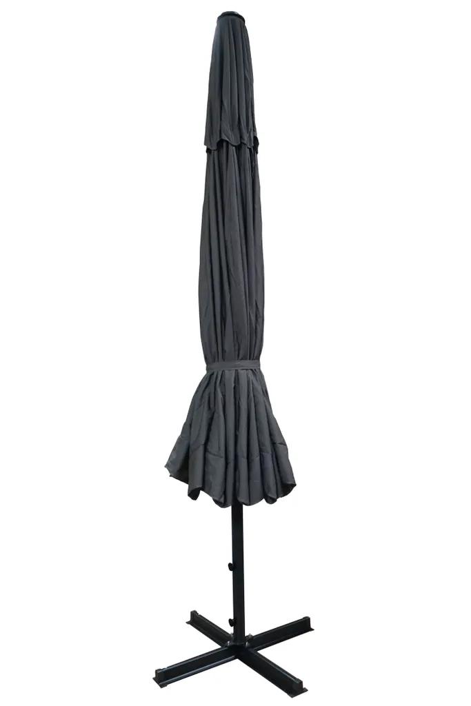 Mendler Sonnenschirm Carpi Pro, Gastronomie Marktschirm Mit Volant Ø 5m Polyester/Alu 28kg Anthrazit Ohne Ständer 4 Mendler Sonnenschirm Carpi Pro, Gastronomie Marktschirm Mit Volant Ø 5m Polyester/Alu 28kg Anthrazit Ohne Ständer – Bild 4