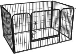 FEANDREA Welpenauslauf Aus Metall 122 X 80 X 70 Cm Welpengitter Welpenzaun Freilaufgehege Tierlaufstall Für Hunde Schwarz PPK04BK