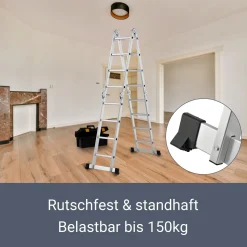 Juskys Aluminium Multifunktionsleiter 4x4 Stufen - 4,7 M Länge Klappbar – Leiter 4-teilig Bis 150 Kg - Gelenkleiter Klappleiter Stehleiter Aluleiter 15 Juskys Aluminium Multifunktionsleiter 4x4 Stufen - 4,7 M Länge Klappbar – Leiter 4-teilig Bis 150 Kg - Gelenkleiter Klappleiter Stehleiter Aluleiter -Garten- & Gewächshäuser Geschäft f2fe5a70d9563142dedc757cd2f5fa74