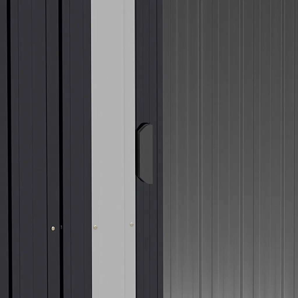 Outsunny Gerätehaus Mit 2 Schiebetüren Metall Gartenhaus 2,6 M² Geräteschuppen Verzinkter Stahl Dunkelgrau 195,5 X 153 X 188 Cm 8 Outsunny Gerätehaus Mit 2 Schiebetüren Metall Gartenhaus 2,6 M² Geräteschuppen Verzinkter Stahl Dunkelgrau 195,5 X 153 X 188 Cm – Bild 8