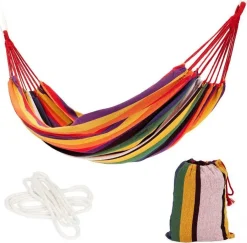 MODERNHOME MODERN HOME Hängematte Doppelhängematte Für 1-2 Personen Outdoor Baumwolle Tragbar Garten Camping Hängematte Belastbarkeit 150kg Rainbow Geeignet Für Reise XXL GW-906