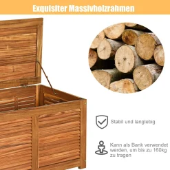 COSTWAY Gartenbox Aus Akazienholz 160kg Belastbar, Aufbewahrungsbox, Gartenbank, Kissenbox, Auflagenbox, Für Garten Und Hinterhof, 120x45x45cm -Garten- & Gewächshäuser Geschäft f34efbcec26fcf5b224e941ddada2a73