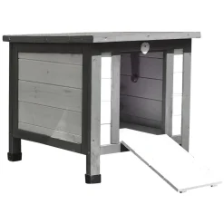 Mucola Katzenhütte Katzenhöhle Katzenhaus Weiß/Grau Outdoor Wurfkiste Holz Katzen Haus