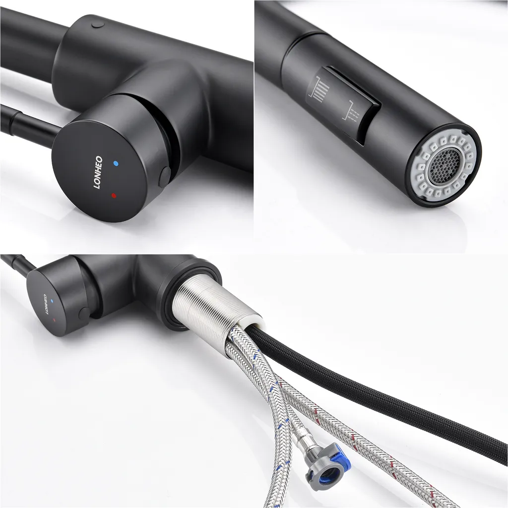 Lonheo Edelstahl Wasserhahn Küche Ausziehbar Mit 2 Strahlarten 360° Drehbar Hochdruck Küchenarmatur Einhebelmischer Armatur Küche Spültischarmatur Mischbatterie 4 Lonheo Edelstahl Wasserhahn Küche Ausziehbar Mit 2 Strahlarten 360° Drehbar Hochdruck Küchenarmatur Einhebelmischer Armatur Küche Spültischarmatur Mischbatterie – Bild 4