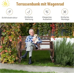 COSTWAY 2 Sitzer Gartenbank, Sitzbank Holz, Holzbank Retro-Design, Ideal Für Hinterhof, Straße, Garten -Garten- & Gewächshäuser Geschäft f37acc0c18241999028384ca54248e56