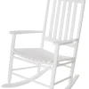 Spetebo Vintage Holz Schaukelstuhl Mit Armlehnen - Weiß - Relax Schaukel Schwing Sessel Landhaus Stil Klassisch
