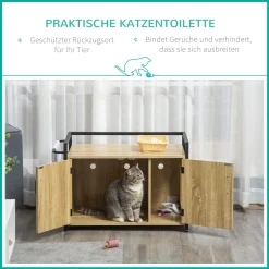 PawHut Katzenschrank Für Katzentoilette Katzenklo Beistelltisch Katzenhaus Katzenkommode Schrank Spanplatte Naturholz 82,3 X 51 X 54 Cm -Garten- & Gewächshäuser Geschäft f38bb3087f31cf67c3a5903fcf4bc385