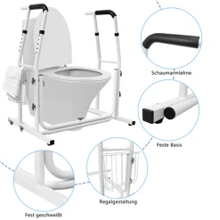 XMTECH Mobile WC-Aufstehhilf Toiletten Höhenverstellbar Inkl. Ablagekorb Stützgestell Haltegriff Für Bad, Belastbar Bis 200kg -Garten- & Gewächshäuser Geschäft f39510d6a3baaa70fa7d3bb6d4f967f7