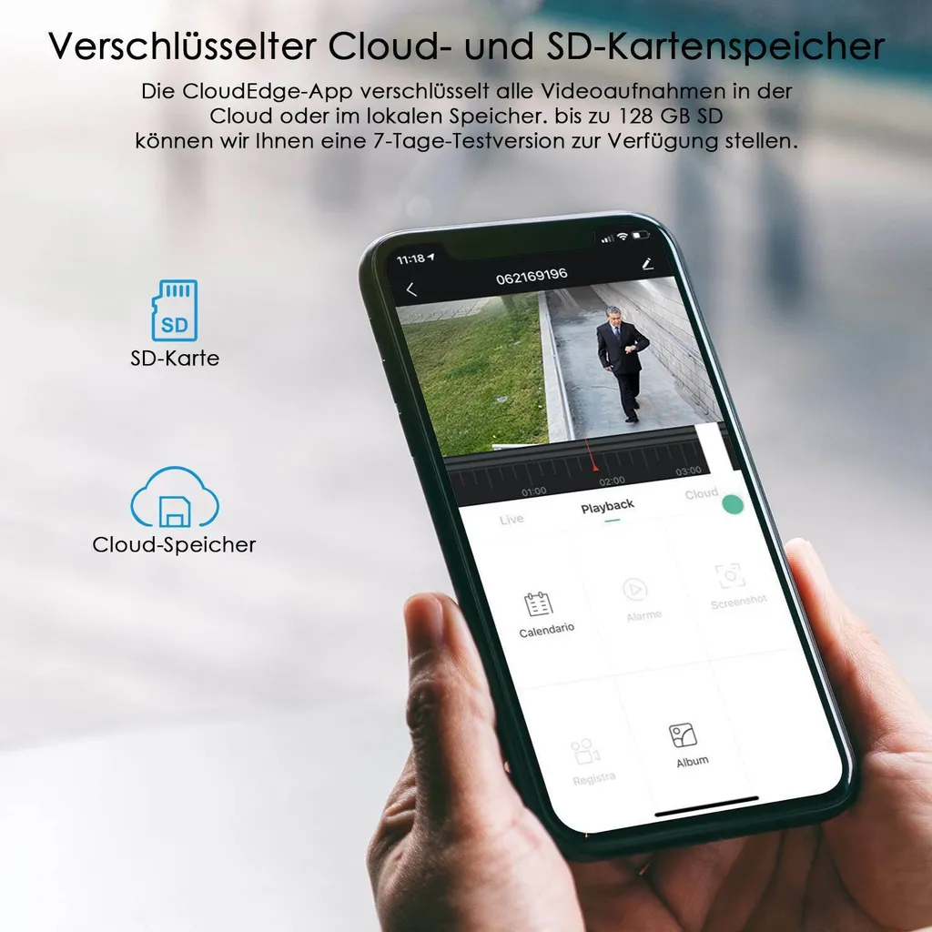 IeGeek 2K Solar Überwachungskamera Aussen Akku Mit 32G SD-Karte, 355°|120° PTZ Wlan Kamera Outdoor Mit Farbnachtsicht, PIR-Sensor, Personenerkennung, 2-Wege-Audio, Arbeit Mit Alexa, IP65 12 IeGeek 2K Solar Überwachungskamera Aussen Akku Mit 32G SD-Karte, 355°|120° PTZ Wlan Kamera Outdoor Mit Farbnachtsicht, PIR-Sensor, Personenerkennung, 2-Wege-Audio, Arbeit Mit Alexa, IP65 – Bild 12