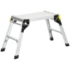DURHAND Werkbank Klappstufen Klappbare Arbeitsplattform Rutschfester Werktisch Mit Sicherheitsriegel Bis 150 KG Aluminiumlegierung Stahl Silber 94 X 38,5 X 48cm
