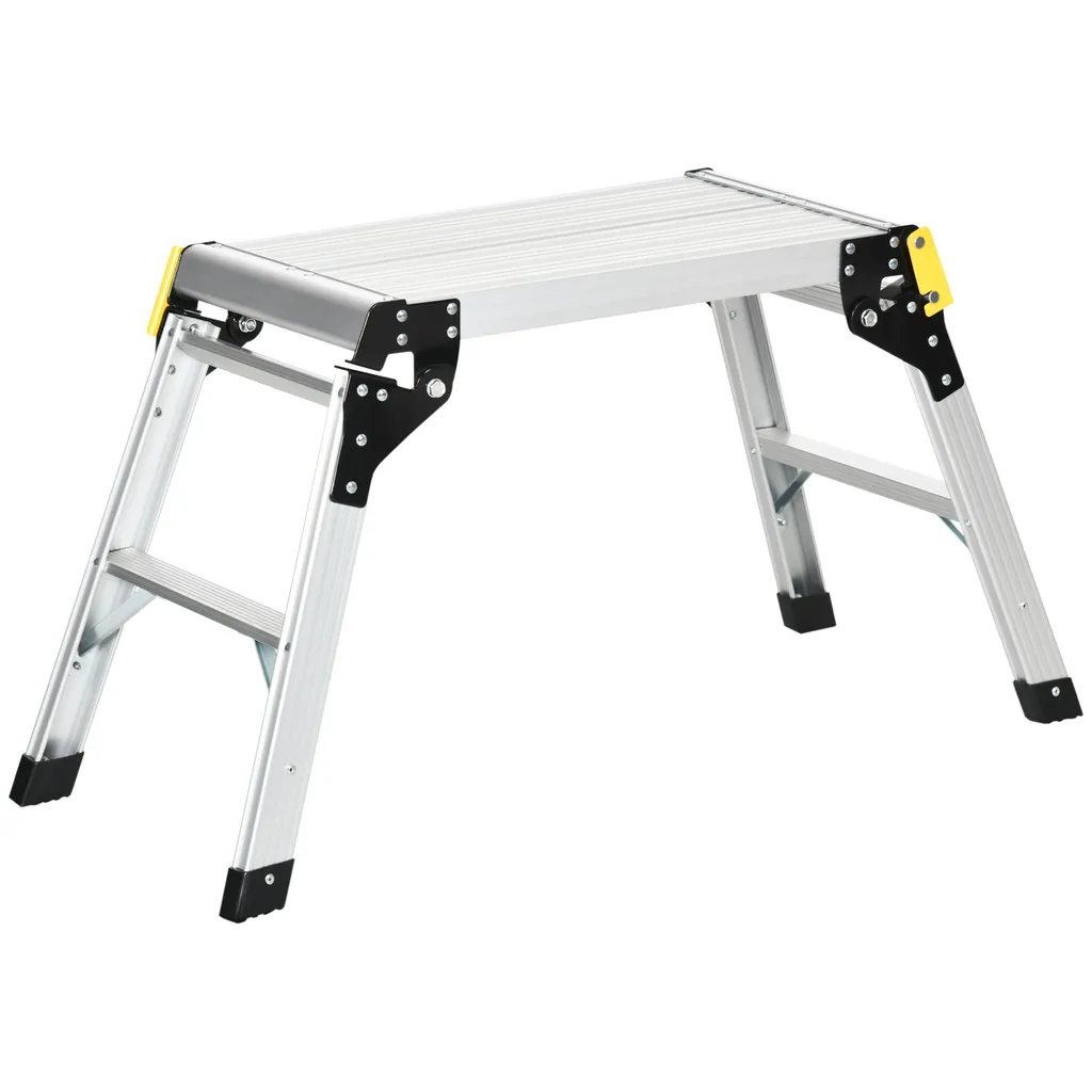 DURHAND Werkbank Klappstufen Klappbare Arbeitsplattform Rutschfester Werktisch Mit Sicherheitsriegel Bis 150 KG Aluminiumlegierung Stahl Silber 94 X 38,5 X 48cm 1 DURHAND Werkbank Klappstufen Klappbare Arbeitsplattform Rutschfester Werktisch Mit Sicherheitsriegel Bis 150 KG Aluminiumlegierung Stahl Silber 94 X 38,5 X 48cm