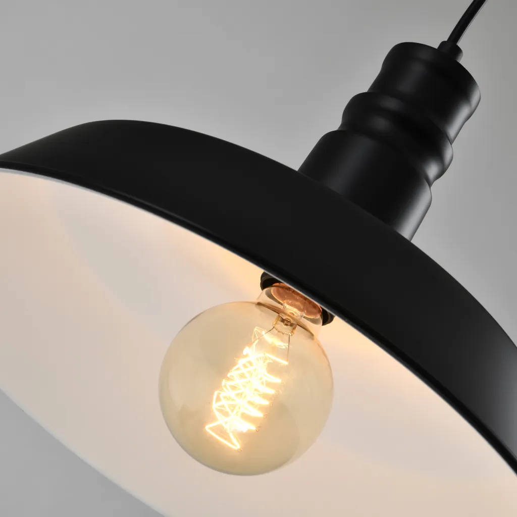 QUVIO Hängelampe Retro - Lampen - Deckenlampen - Beleuchtung - Deckenlampen - Küchenlampen - Lampe - Vintage - E27-Fassung - Mit 1 Licht - Für Den Innenbereich - Aluminium - D 36 Cm - Schwarz Und Weiß 3 QUVIO Hängelampe Retro - Lampen - Deckenlampen - Beleuchtung - Deckenlampen - Küchenlampen - Lampe - Vintage - E27-Fassung - Mit 1 Licht - Für Den Innenbereich - Aluminium - D 36 Cm - Schwarz Und Weiß – Bild 3