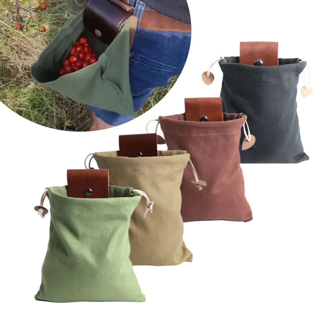 YisibaihTao 4er Pack Faltbare Canvas Leder Foraging Pouch, Mushroom Foraging Gürteltasche, Bushcraft Bag Für Camping, Wandern, Ernten, Sammeln 1 YisibaihTao 4er Pack Faltbare Canvas Leder Foraging Pouch, Mushroom Foraging Gürteltasche, Bushcraft Bag Für Camping, Wandern, Ernten, Sammeln