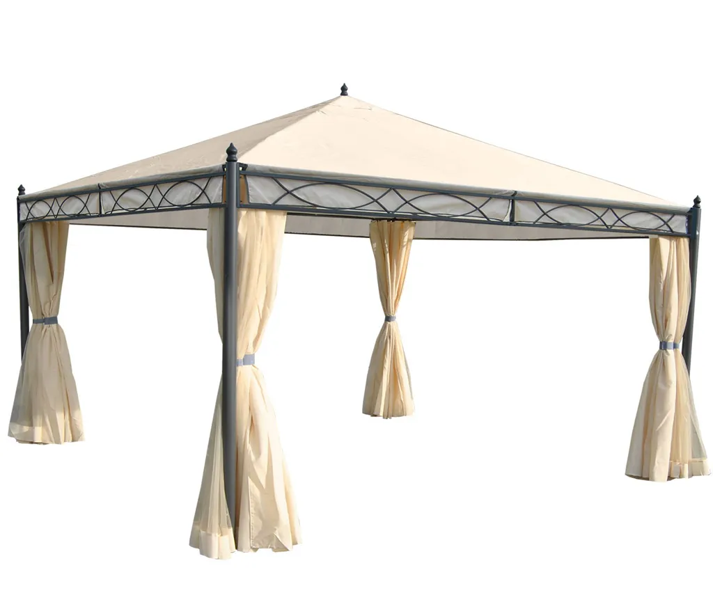 Mendler Pergola Calpe, Garten Pavillon, Stabiles 7cm-Gestell Mit Seitenwand + Moskitonetz Creme 4x4m 8 Mendler Pergola Calpe, Garten Pavillon, Stabiles 7cm-Gestell Mit Seitenwand + Moskitonetz Creme 4x4m – Bild 8