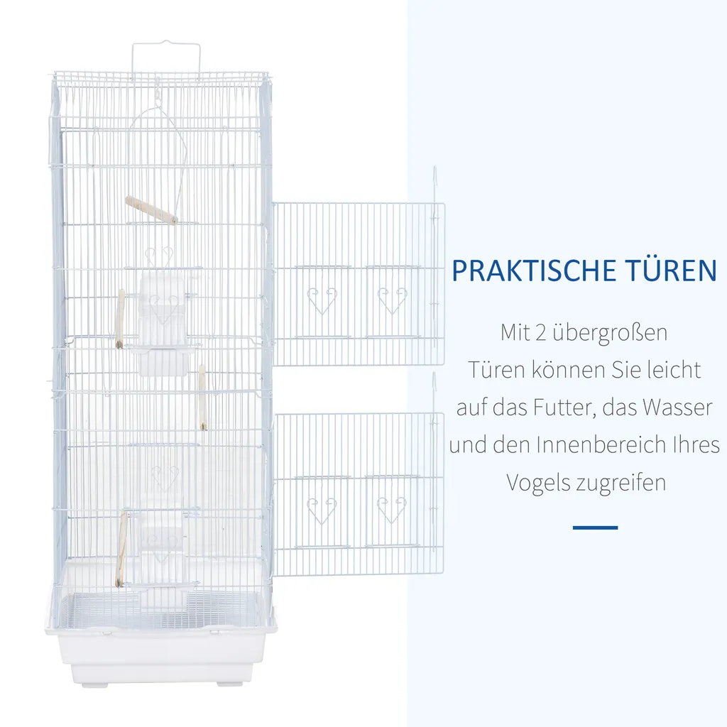 PawHut Vogelkäfig Vogelhaus Vogelvoliere Vogelbauer Mit Ausnehmbarer Bodenschale Weiß 47,5 X 36 X 91 Cm 6 PawHut Vogelkäfig Vogelhaus Vogelvoliere Vogelbauer Mit Ausnehmbarer Bodenschale Weiß 47,5 X 36 X 91 Cm – Bild 6