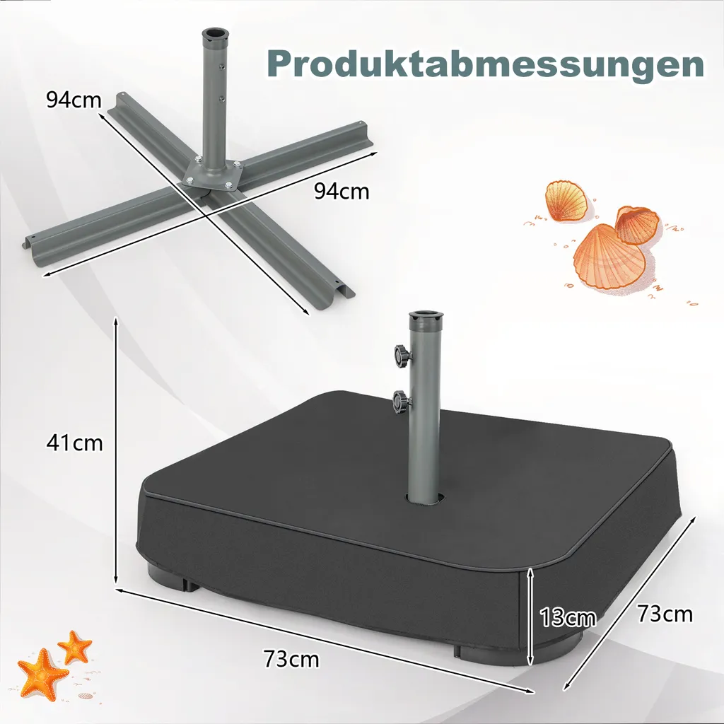 COSTWAY Sonnenschirmständer Mit Sandsäcken (90 Kg Füllkapazität), 2 Feststellknöpfen, Sonnenschirm Ständer Befüllbar, Schirmständer Marktschirmständer Für Terrasse, Garten 7 COSTWAY Sonnenschirmständer Mit Sandsäcken (90 Kg Füllkapazität), 2 Feststellknöpfen, Sonnenschirm Ständer Befüllbar, Schirmständer Marktschirmständer Für Terrasse, Garten – Bild 7