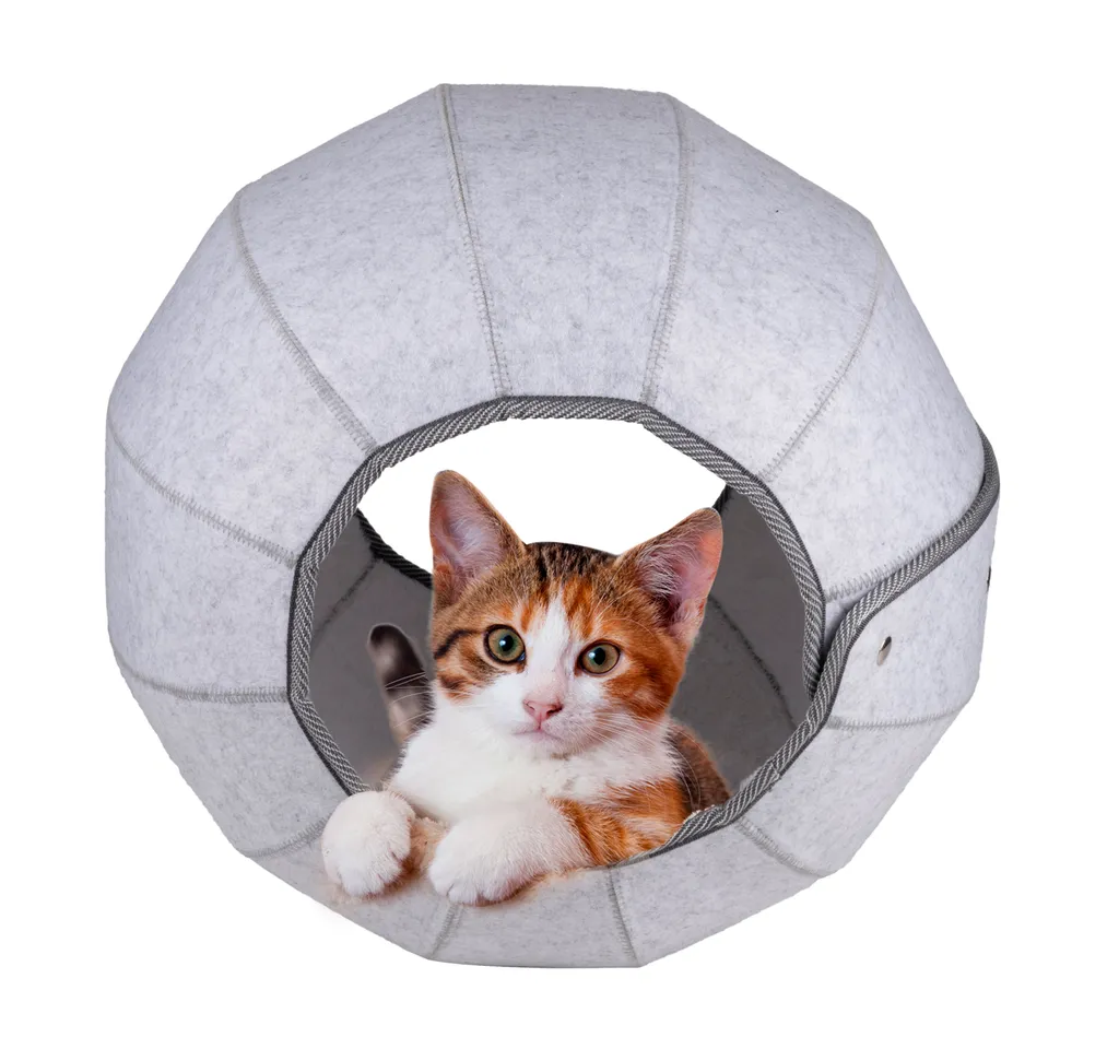 Maxxpro Katzenbett - Katzenspielzeug - Katzenhöhle - Multifunktional - Flexibel - Filz Und Plüsch - Grau 2 Maxxpro Katzenbett - Katzenspielzeug - Katzenhöhle - Multifunktional - Flexibel - Filz Und Plüsch - Grau – Bild 2