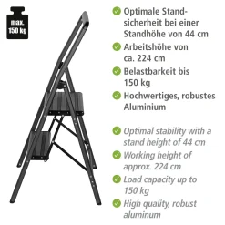 Wenko Alu-Klapptrittleiter Compact 2-stufig Dunkelgrau -Garten- & Gewächshäuser Geschäft f4bfb73d64d2189a783832749fe1fd1c
