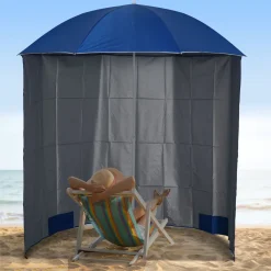 Outsunny Sonnenschirm Strandschirm Sonnenschutz Mit Seitenwand Strand Polyester Blau 2,2 X H2,2m