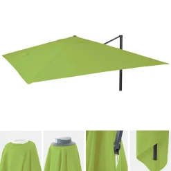 Mendler Ersatz-Bezug Für Luxus-Ampelschirm HWC-A96, Sonnenschirmbezug, 3,5x3,5m (Ø4,95m) Polyester 4kg Hellgrün