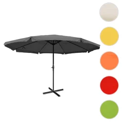 Mendler Sonnenschirm Carpi Pro, Gastronomie Marktschirm Mit Volant Ø 5m Polyester/Alu 28kg Anthrazit Ohne Ständer