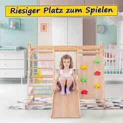 AnseeDirect 7in1 Klettergerüst Indoor, Outdoor Kletterwand Mit Schaukel Kletterleiter Rutsche Klettersteig Ein Netz Zum Klettern Ringe, Multifunktion Klettergerüste Für Kinder Ab 3 Jahre -Garten- & Gewächshäuser Geschäft f525cf5c6b1d3a3df092b5d1f943ec19 1