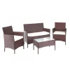 Mendler Poly-Rattan Garten-Garnitur HWC-D82, Sitzgruppe Lounge-Set Braun-meliert Mit Kissen Creme