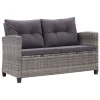 VidaXL 2-Sitzer-Gartensofa Mit Kissen Grau 124 Cm Poly Rattan
