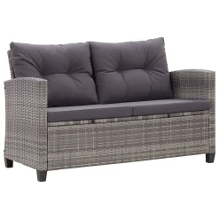 VidaXL 2-Sitzer-Gartensofa Mit Kissen Grau 124 Cm Poly Rattan