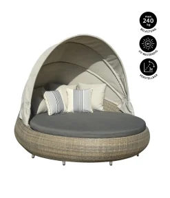 Dehner Sun-Lounger Florida, Rund, Ca. 220 X 160 X 159 Cm, Aluminium/Polyrattan, Braun/grau -Garten- & Gewächshäuser Geschäft f57c5b3b538d46d90b81fe6a9538ad93