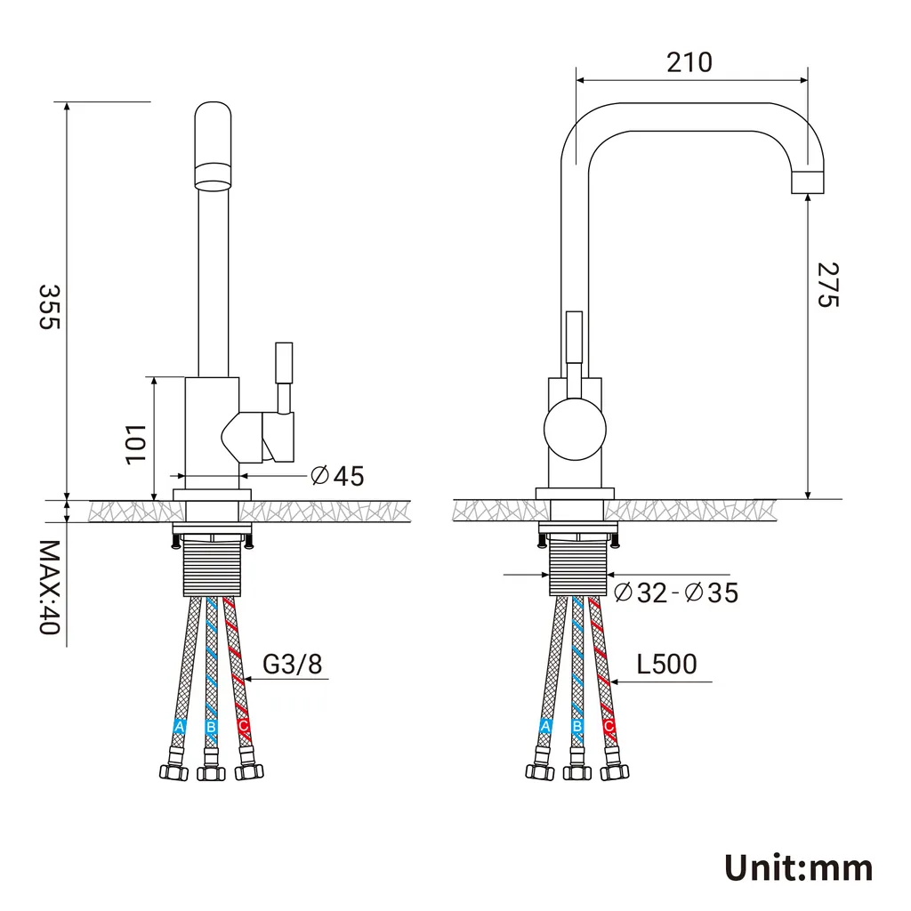 Lonheo Niederdruck Küche Wasserhahn, 360° Küchenarmatur, Mischbatterie, Spültischarmatur Für Durchlauferhitzer, Mit 3 Anschlussschläuchen 7 Lonheo Niederdruck Küche Wasserhahn, 360° Küchenarmatur, Mischbatterie, Spültischarmatur Für Durchlauferhitzer, Mit 3 Anschlussschläuchen – Bild 7