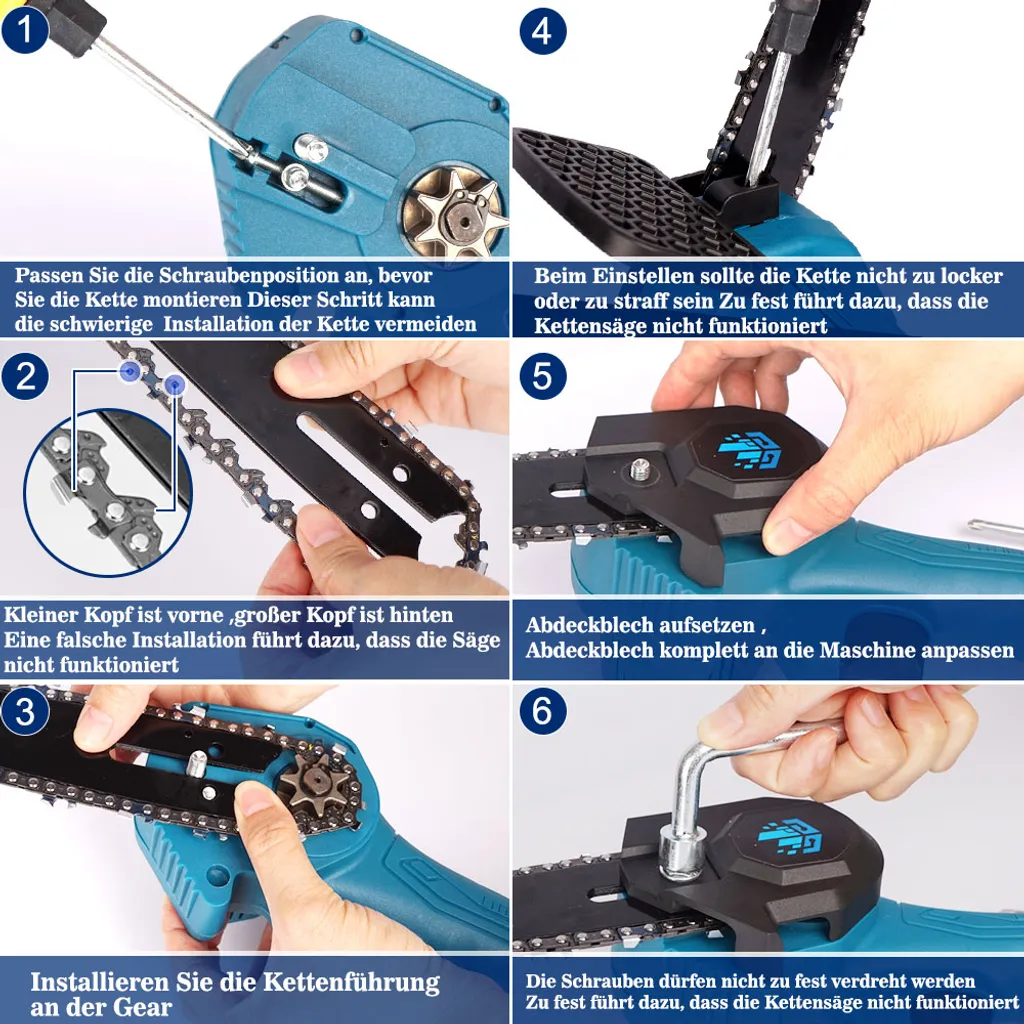Yofidra 6 Zoll Elektrokettensägen Handkettensäge Mit 2 Akkus, 2 Ketten Und 1 Schwert 11 Yofidra 6 Zoll Elektrokettensägen Handkettensäge Mit 2 Akkus, 2 Ketten Und 1 Schwert – Bild 11