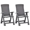 Verstellbare Gartenstühle 2er Set Garden Chair Esszimmerstühle Sessel | Garten Stapelstuhl Hochlehner Kunststoff Moccafarben - 8043
