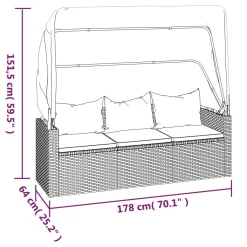 VidaXL 3-Sitzer-Gartensofa Mit Dach Und Fußhocker Grau Poly Rattan -Garten- & Gewächshäuser Geschäft f5db8240f68c5c857fb7b8064dba048e