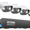 ZOSI 5MP Überwachungskamera Aussen Set, 8CH 4K 2TB HDD NVR Und 4X 5MP PoE IP Outdoor Kamera, 2-Wege Audio, Personen- Und Fahrzeugerkennung, Spotlight Alarm, C1825A