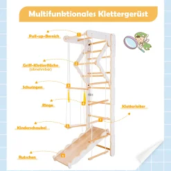 Merax 6-in-1 Multifunktions Kletterspielzeug Set Inkl. Rutsche Schaukel Klettergerüst Klimmzugsbereich Ringe Jungle Gym-Set, Indoor KlettergerüstSprossenwand Für Kinder, Massivholz, Natur -Garten- & Gewächshäuser Geschäft f61cb5b79207728a5b4071a052913b8c