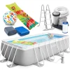 Intex Prism Frame Swimming Pool 488x244x107 Cm Rechteck Stahlwand Leiter & Pumpe 26792 Komplett-Set Mit Extra-Zubehör Wie: Strandball Und Luftmatratze