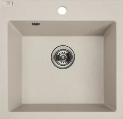 Laveo BADLAND Spülbecken Granitspüle Einzelbecken Alena 49x49 Beige | Siphon Im SET!