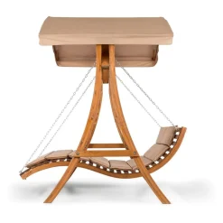 Blumfeldt Bermuda - Hollywoodschaukel , Gartenschaukel , Sitzfläche:130 Cm , Belastung: Max. 240 Kg , Lärchenholz , Weichholz , Witterungsbeständig , Sonnendach , 5 Cm Polyester Sitz-Kissen , Beige -Garten- & Gewächshäuser Geschäft f631f7fd1063906f73e1f4771042e1ef