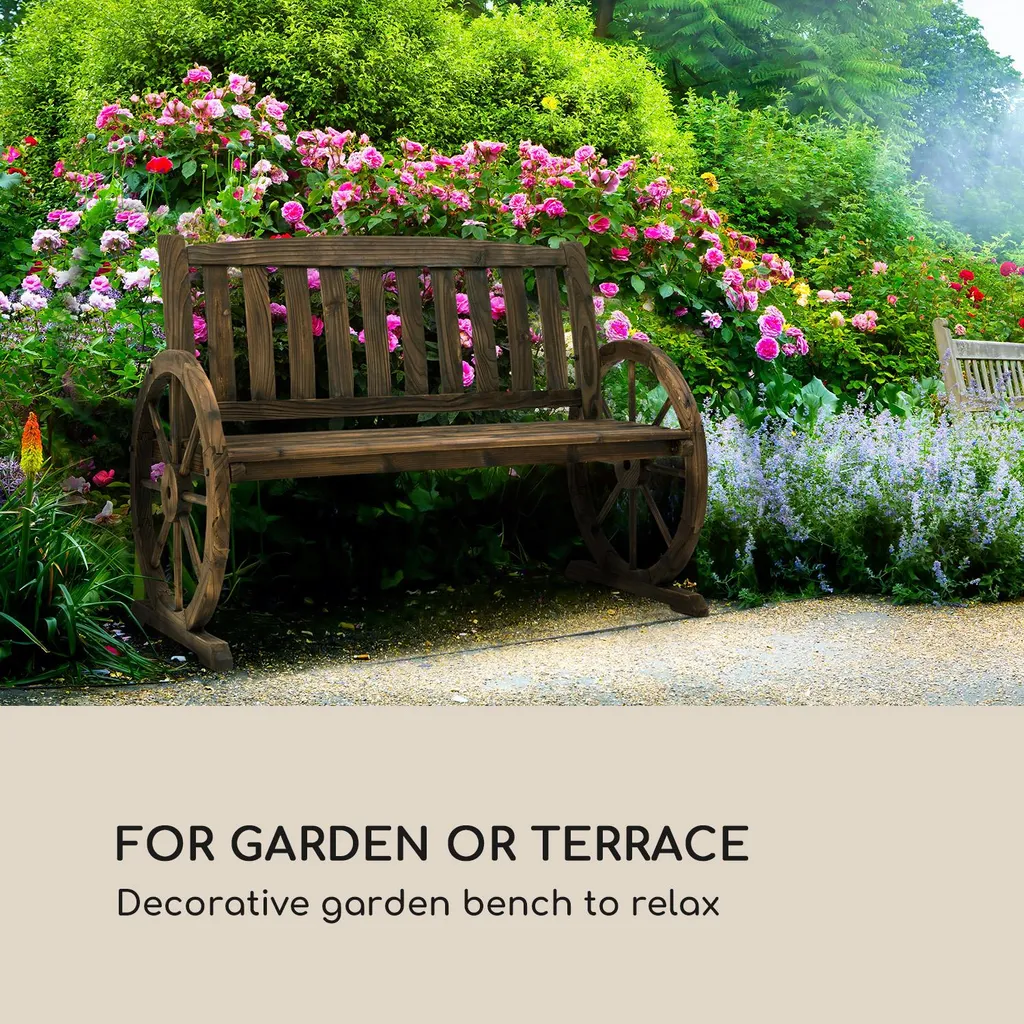 Blumfeldt Murnau Gartenbank Aus Echtholz - Dekorative Bank , Flammenbehandelt: Flame Shielding Treatment , Künstlicher Alterungseffekt , Einfacher Zusammenbau , Komplett Aus Tannenholz , Braun 2 Blumfeldt Murnau Gartenbank Aus Echtholz - Dekorative Bank , Flammenbehandelt: Flame Shielding Treatment , Künstlicher Alterungseffekt , Einfacher Zusammenbau , Komplett Aus Tannenholz , Braun – Bild 2