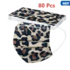 Qiangzhipow 80 Stk Leopard Einweg Schutz Mundmaske Für Erwachsene 3-Lagiger Gesichtsmasken Mode Mundschutz