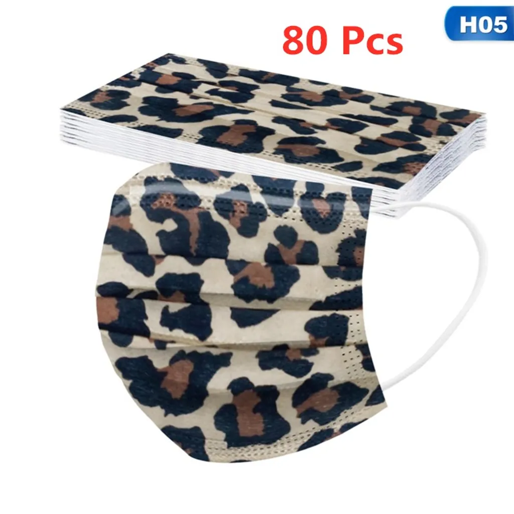 Qiangzhipow 80 Stk Leopard Einweg Schutz Mundmaske Für Erwachsene 3-Lagiger Gesichtsmasken Mode Mundschutz 1 Qiangzhipow 80 Stk Leopard Einweg Schutz Mundmaske Für Erwachsene 3-Lagiger Gesichtsmasken Mode Mundschutz
