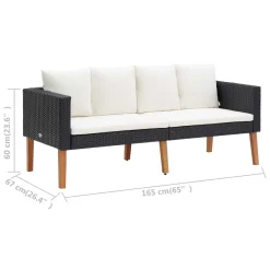 VidaXL 2-Sitzer-Gartensofa Mit Auflagen Poly Rattan Schwarz -Garten- & Gewächshäuser Geschäft f667b09d372f311681f7832ce5dbaf33
