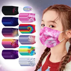 Jefety 100 Stück Einweg-kindermasken Mit 3-lagen-schutz Und Schmelzgeblasenen Schüler- Und Kindermasken Bunt