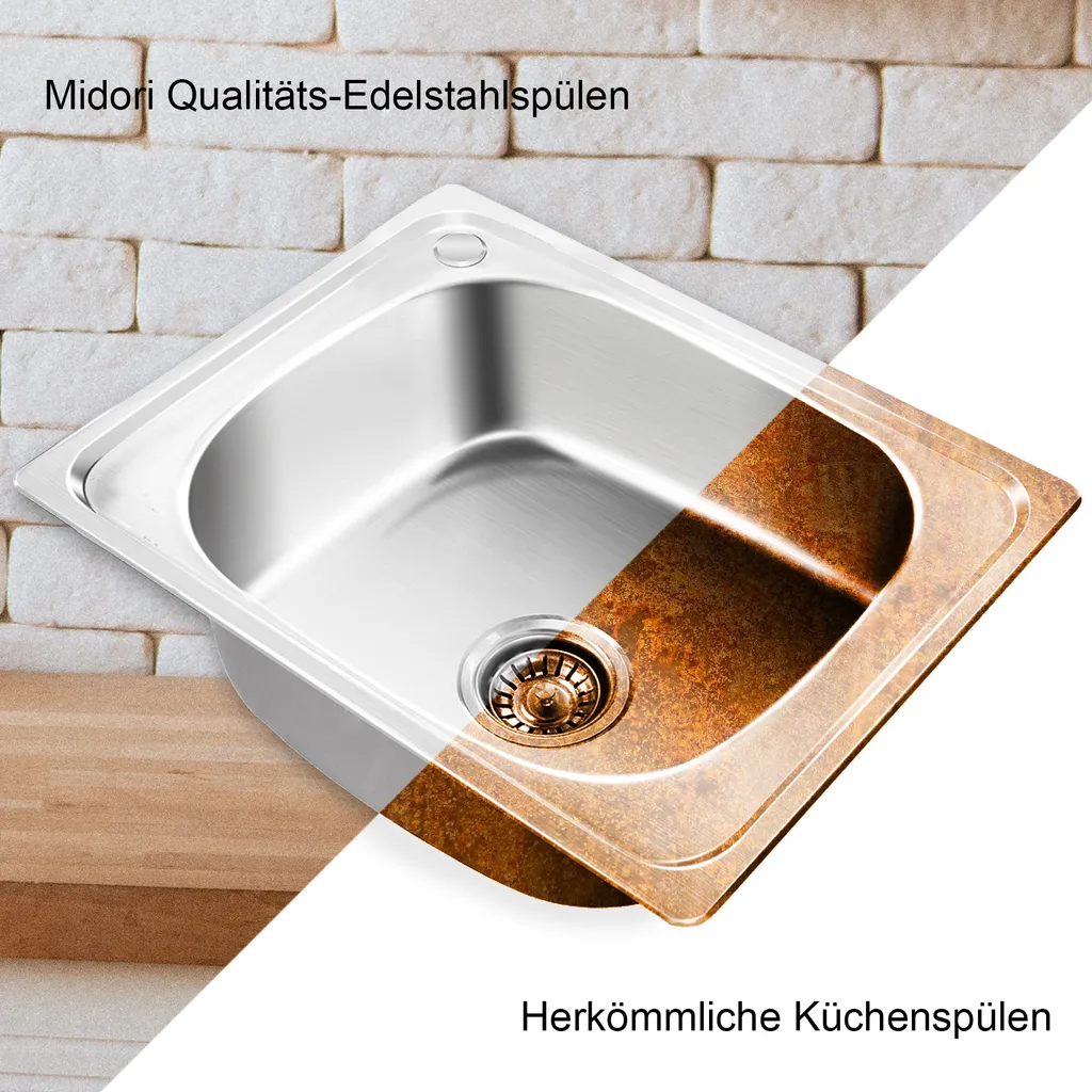 Midori © MIDORI® Edelstahl Spüle Küchenspüle Einbauspüle Spülbecken 1 Becken Mit Abtropffläche Links 76x43cm 5 Midori © MIDORI® Edelstahl Spüle Küchenspüle Einbauspüle Spülbecken 1 Becken Mit Abtropffläche Links 76x43cm – Bild 5