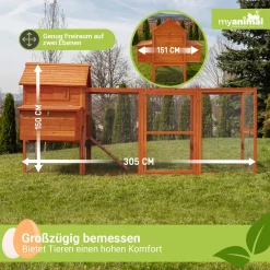 MyAnimal XXL Hühnerstall MH-22 - Wetterfest & Winterfest - Hochwertiges Kiefernholz (Grau) - Für 8 Hühner - Nistkasten - Trennbare Etagen - Sitzstange - Türverriegelungen - Hühnerhaus -Garten- & Gewächshäuser Geschäft f6a7a5b8f54f6a58abba2f17905e170c